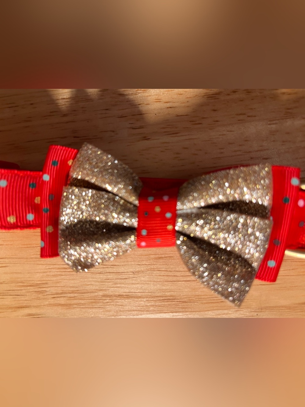 Merry & Bright Holiday Dog Collar Size Medium NWT Red Gold Bow